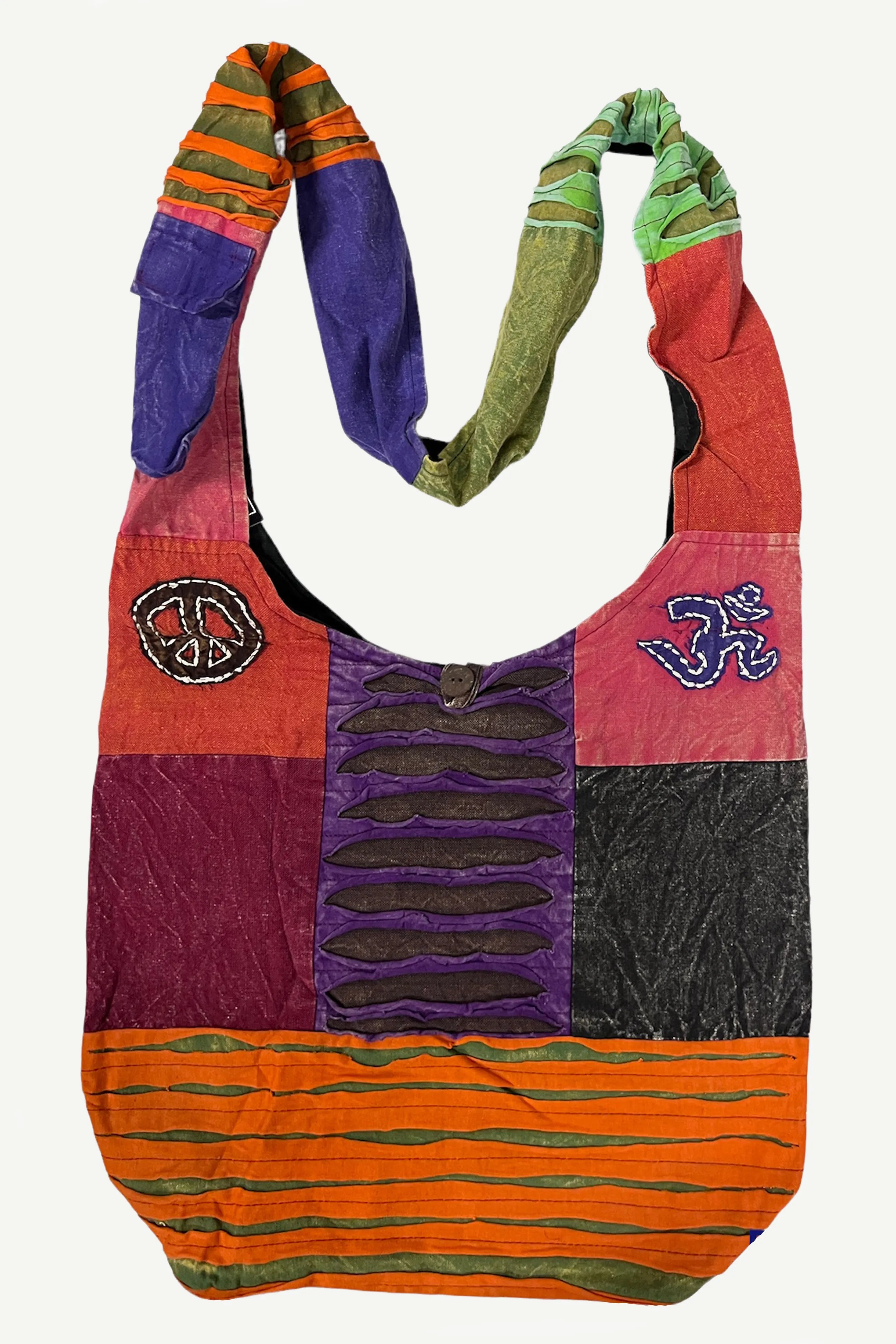 111 Patchwork Razor Cut Cotton Tie Dye Shoulder Bohemian Messenger Bag Purse