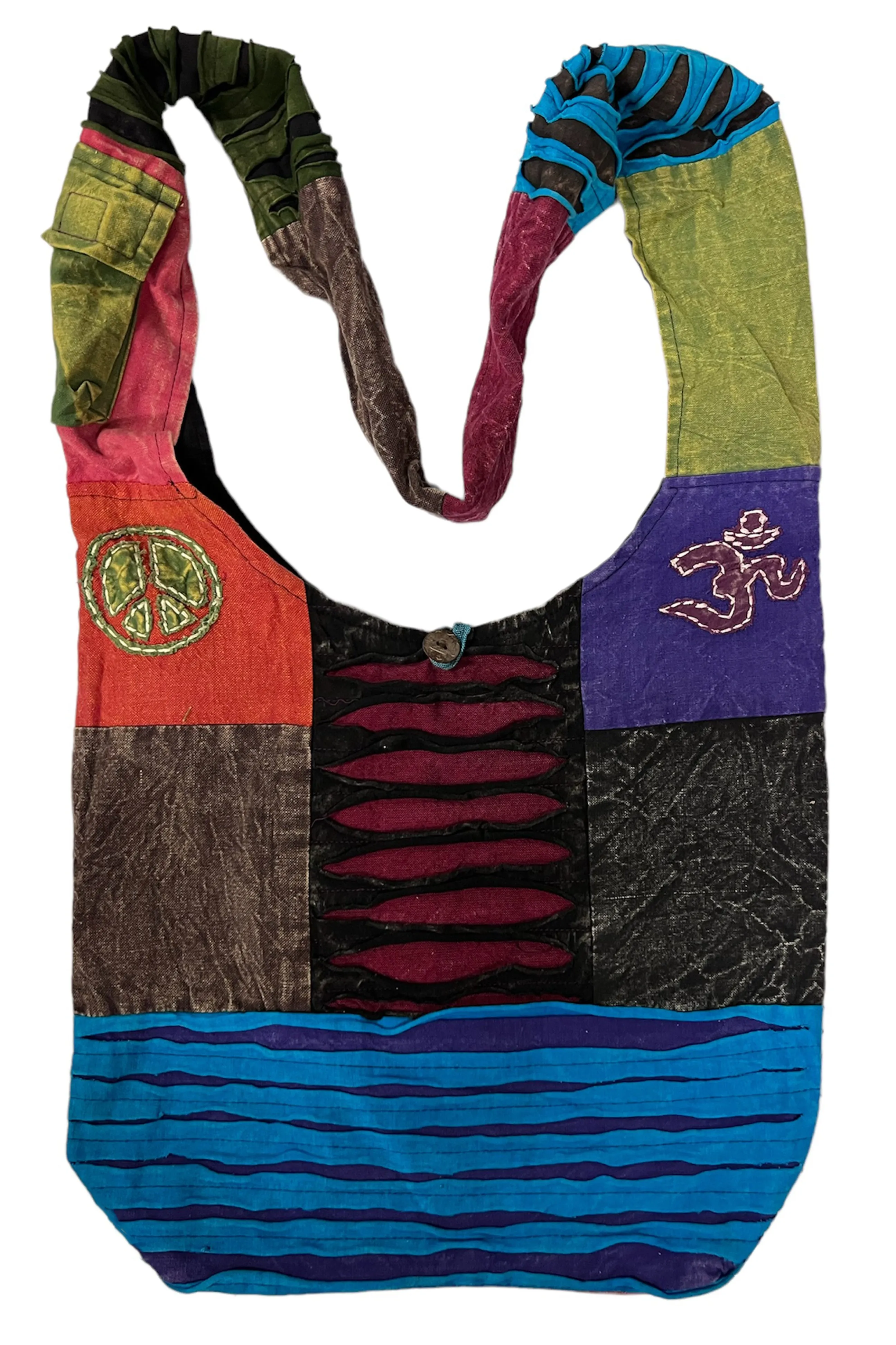 111 Patchwork Razor Cut Cotton Tie Dye Shoulder Bohemian Messenger Bag Purse