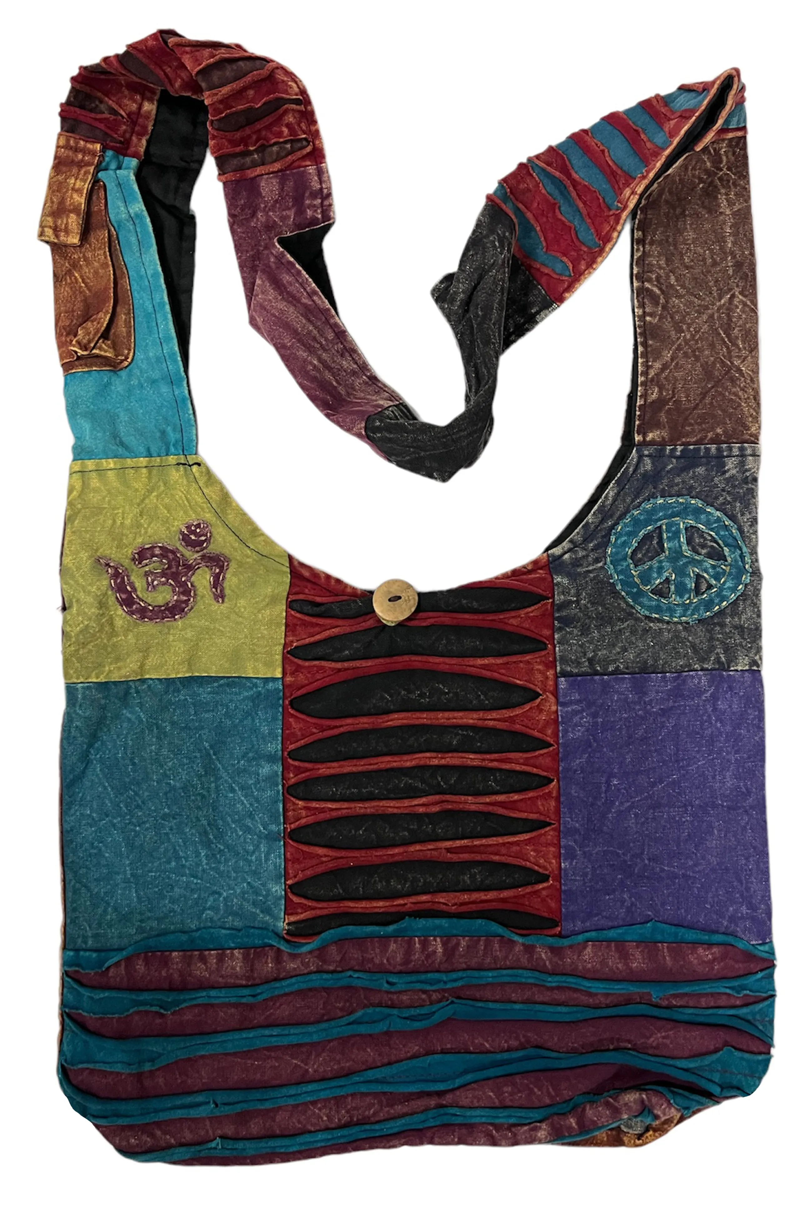 111 Patchwork Razor Cut Cotton Tie Dye Shoulder Bohemian Messenger Bag Purse