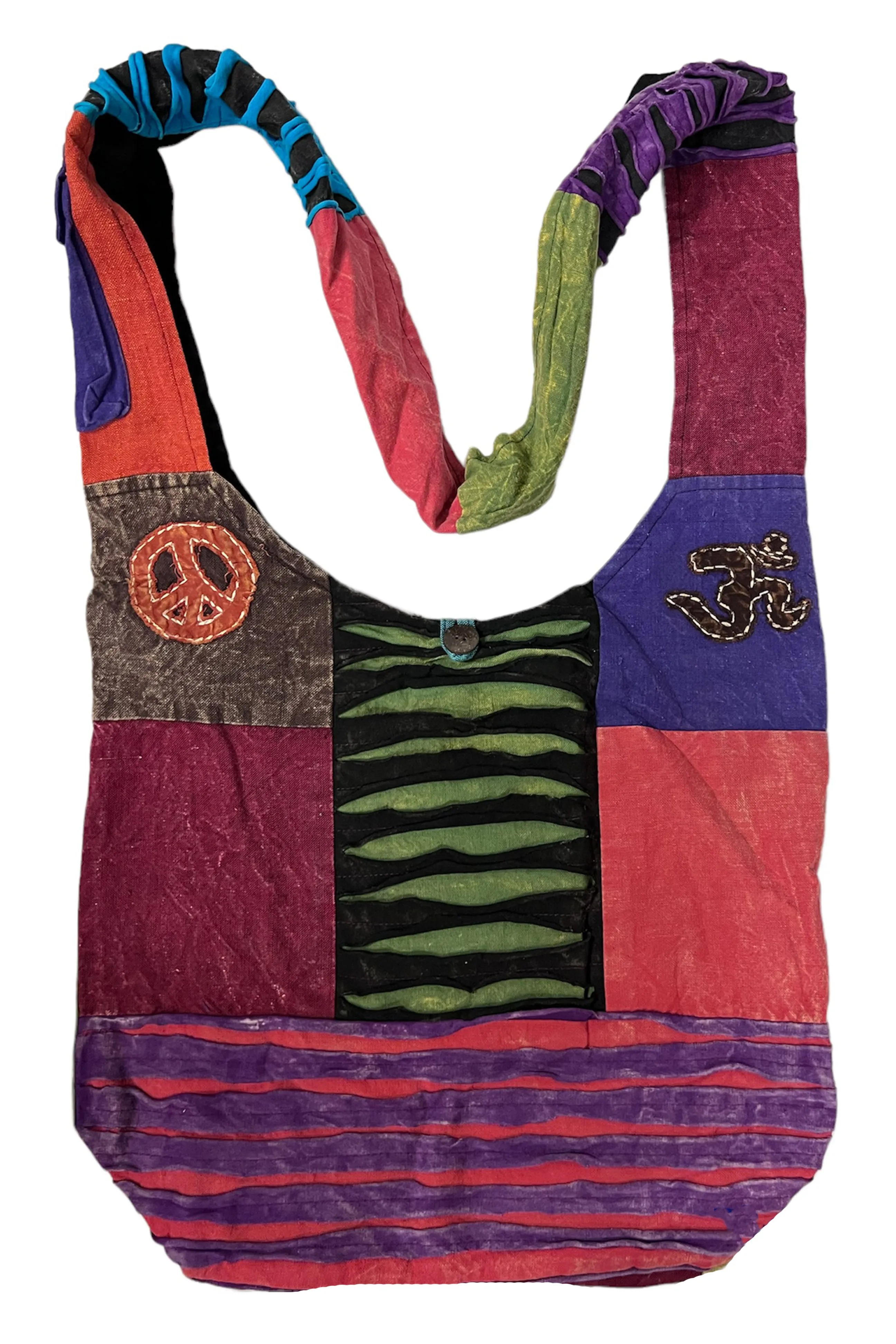 111 Patchwork Razor Cut Cotton Tie Dye Shoulder Bohemian Messenger Bag Purse