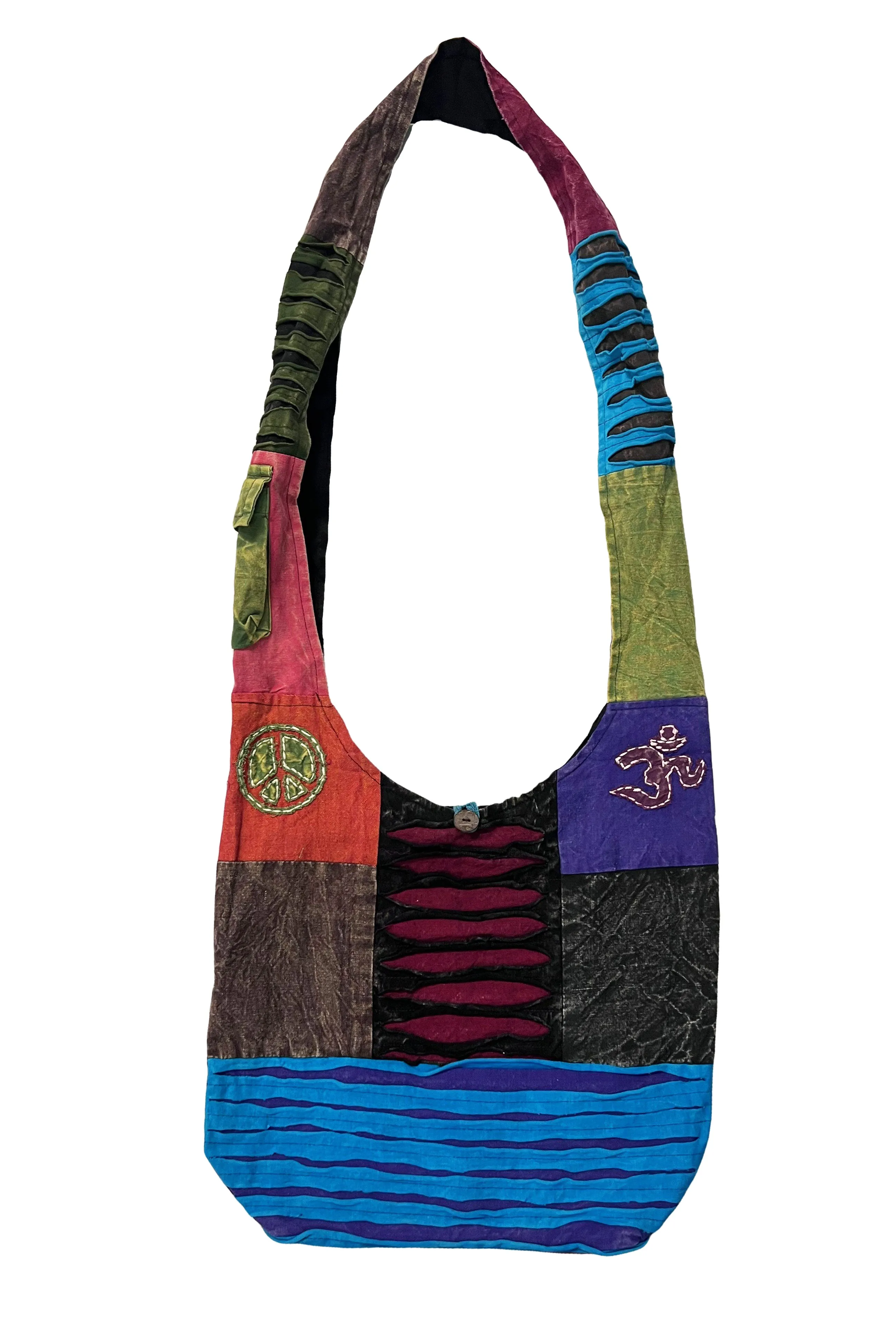 111 Patchwork Razor Cut Cotton Tie Dye Shoulder Bohemian Messenger Bag Purse