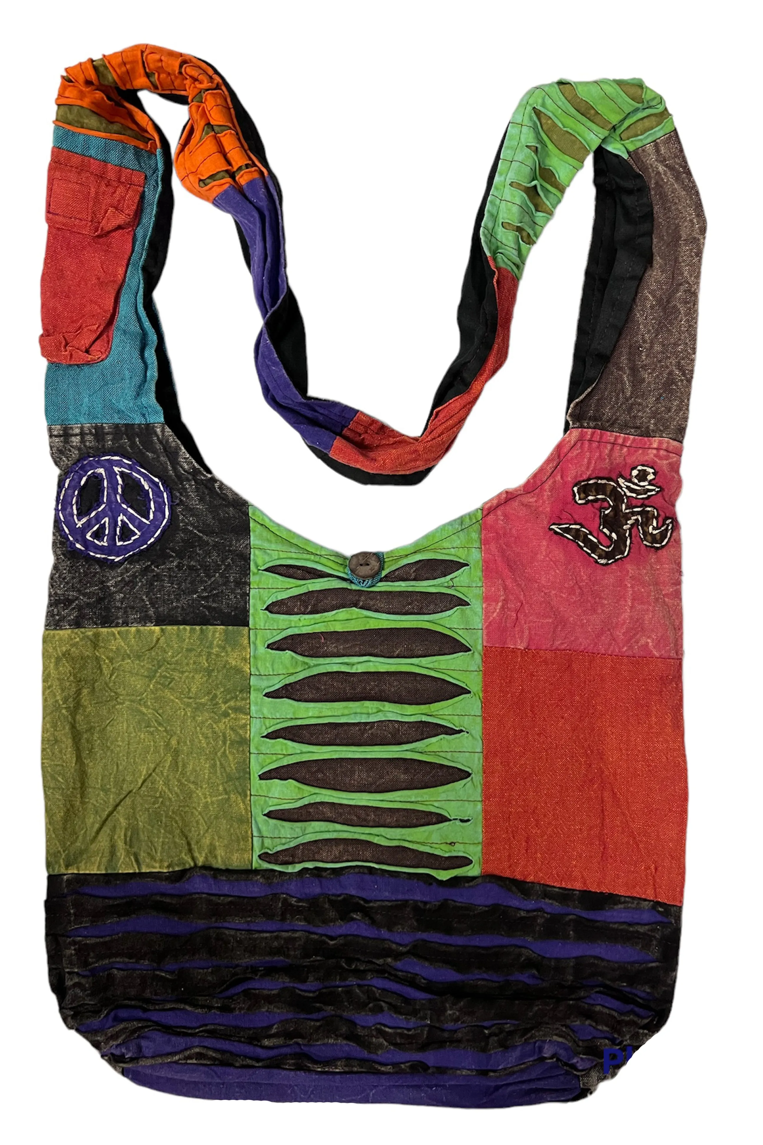 111 Patchwork Razor Cut Cotton Tie Dye Shoulder Bohemian Messenger Bag Purse