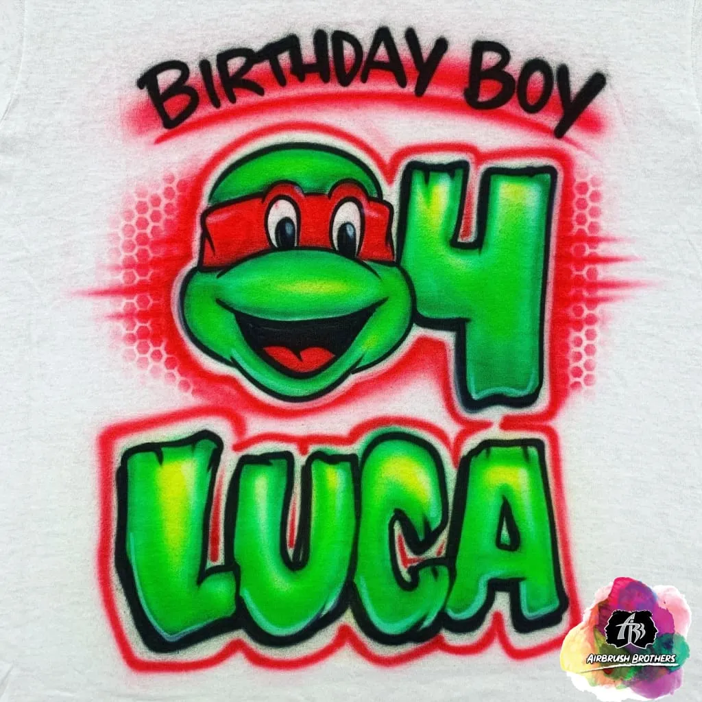 Airbrush Birthday Boy Ninja Turtle Shirt Design