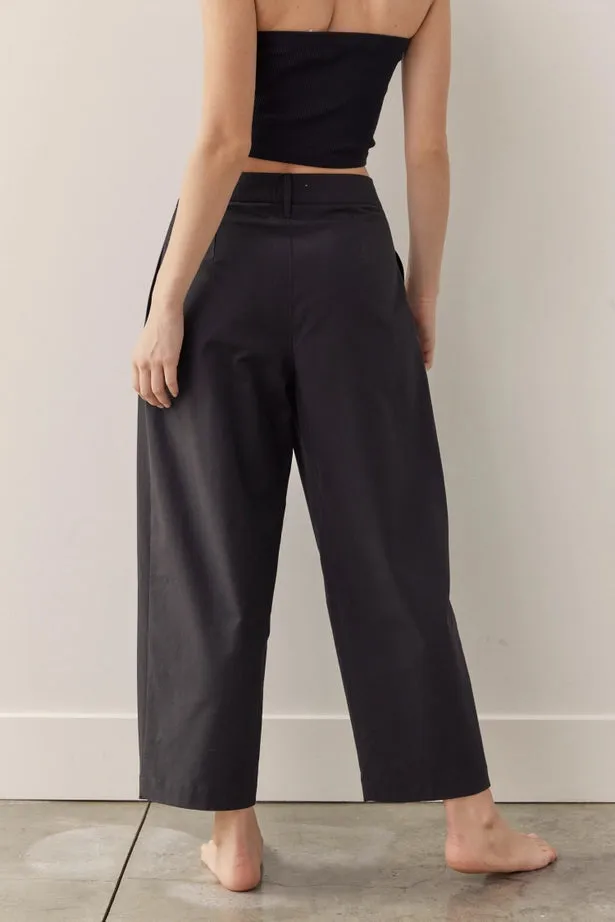 amente - Pleated Taped Pants | Black