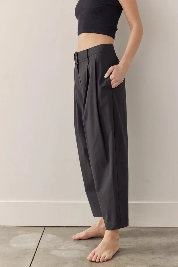 amente - Pleated Taped Pants | Black