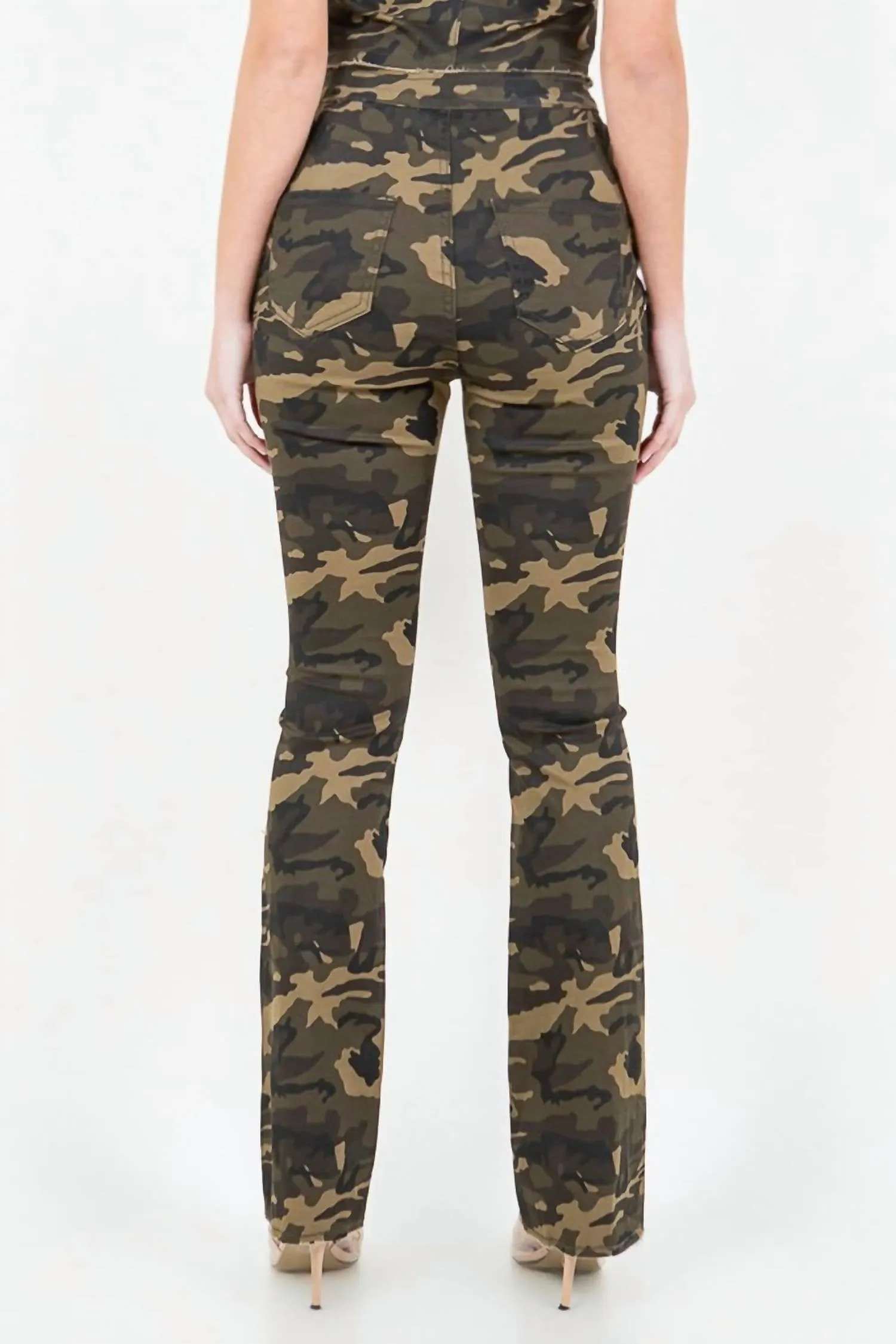 American Bazi - V-cut Camo Flared Pants