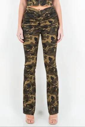 American Bazi - V-cut Camo Flared Pants
