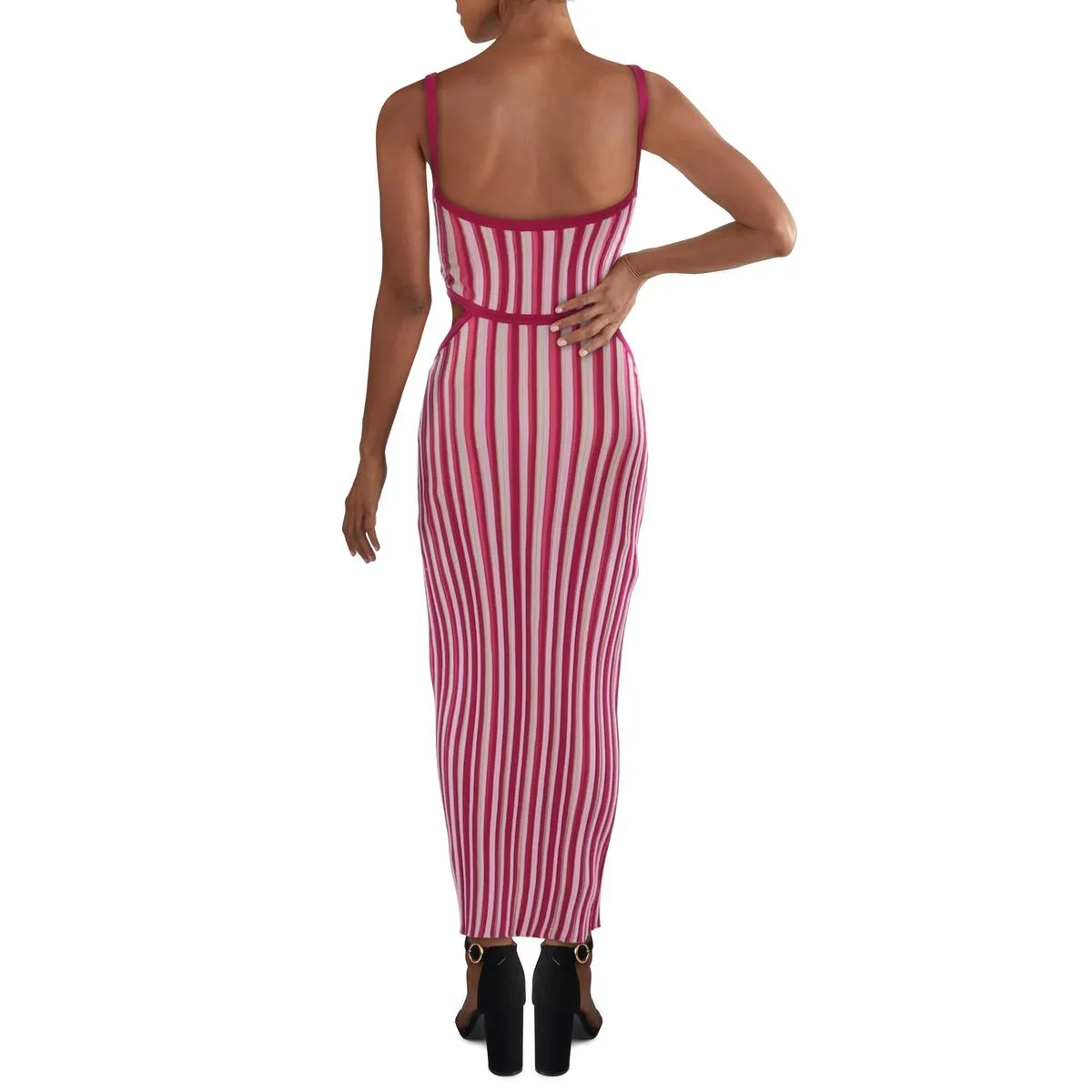 Artemis Womens Striped Cut-Out Bodycon Dress