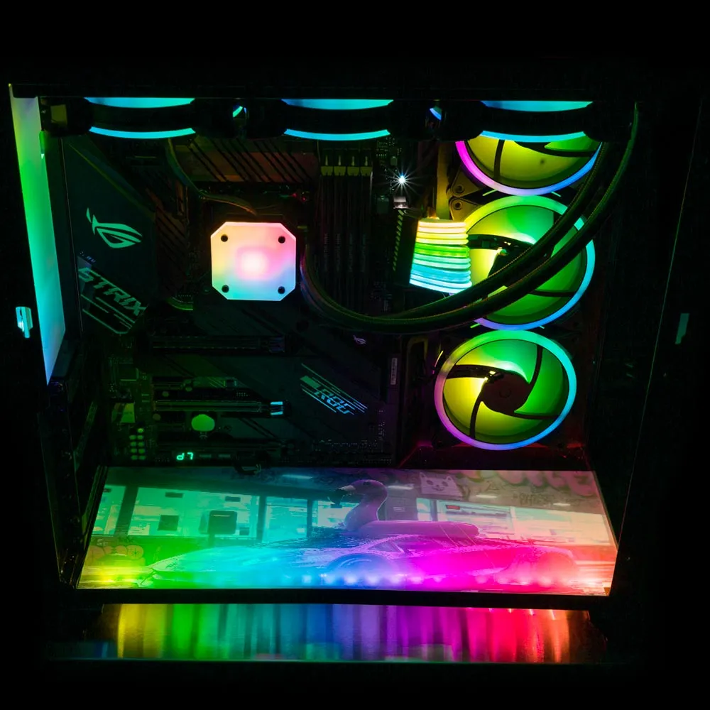 Bad Flamingo Lian Li O11 Dynamic and XL Bottom Panel Plate Cover with ARGB LED Lighting