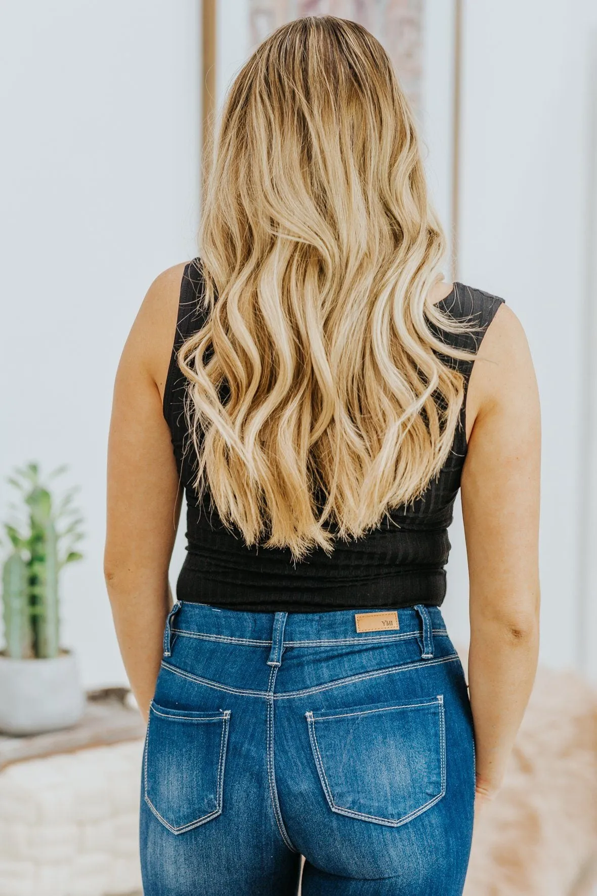 Be You V-Neck Tank Top Bodysuit in Black