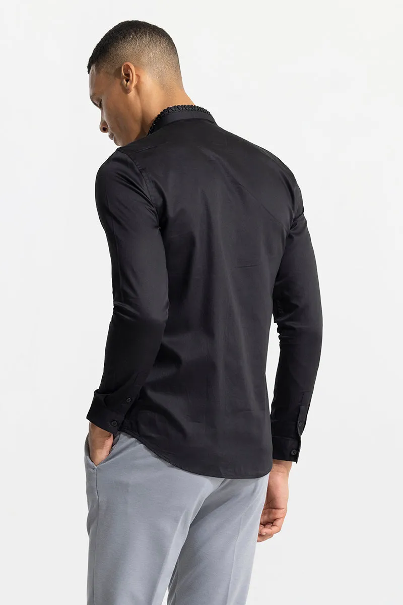 Beaded Line Black Shirt
