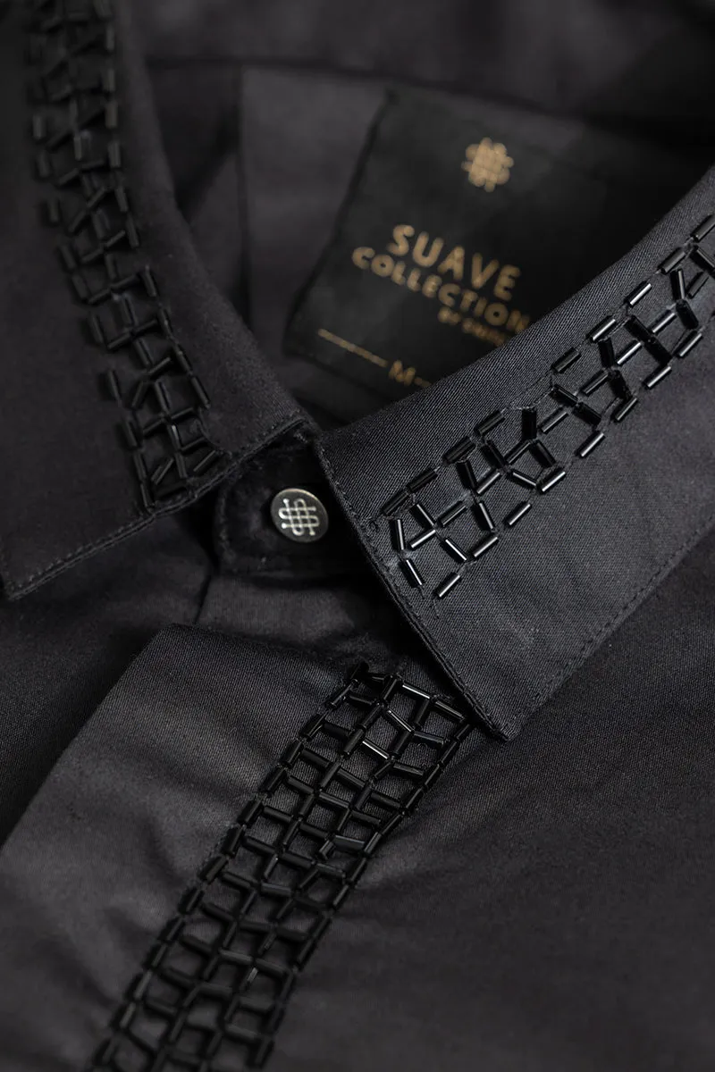 Beaded Line Black Shirt