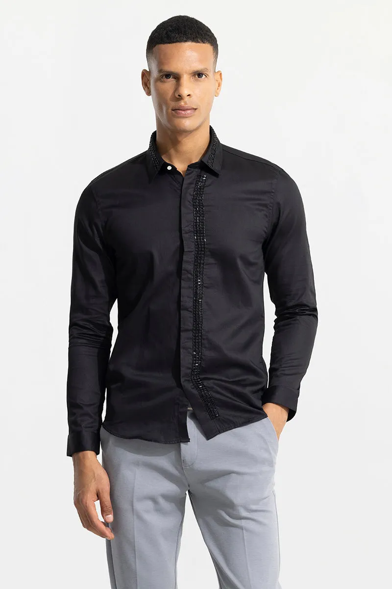 Beaded Line Black Shirt