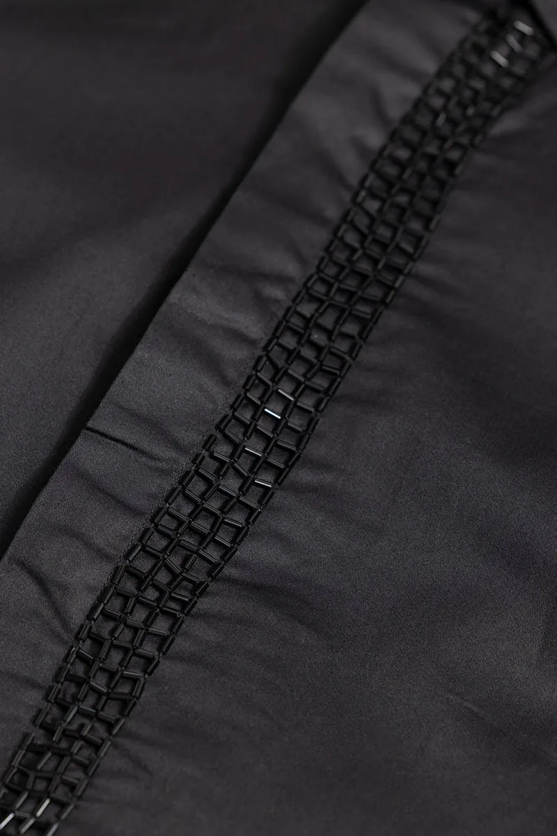 Beaded Line Black Shirt
