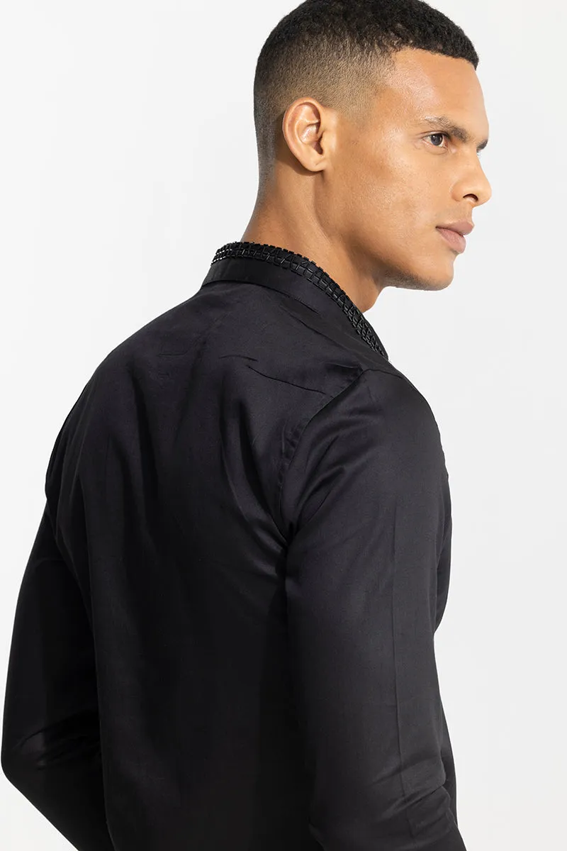 Beaded Line Black Shirt