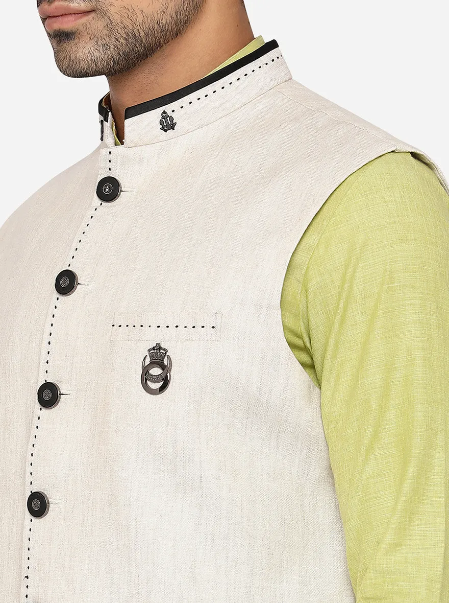 Beige Bandhgala Jacket | JB Studio
