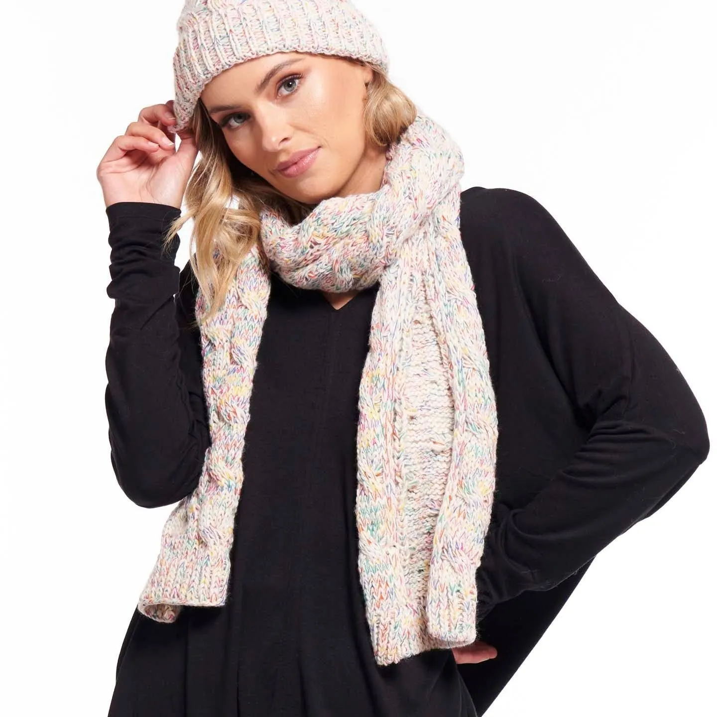 Betty Basics Thelma Knit Scarf in Rainbow Speckle