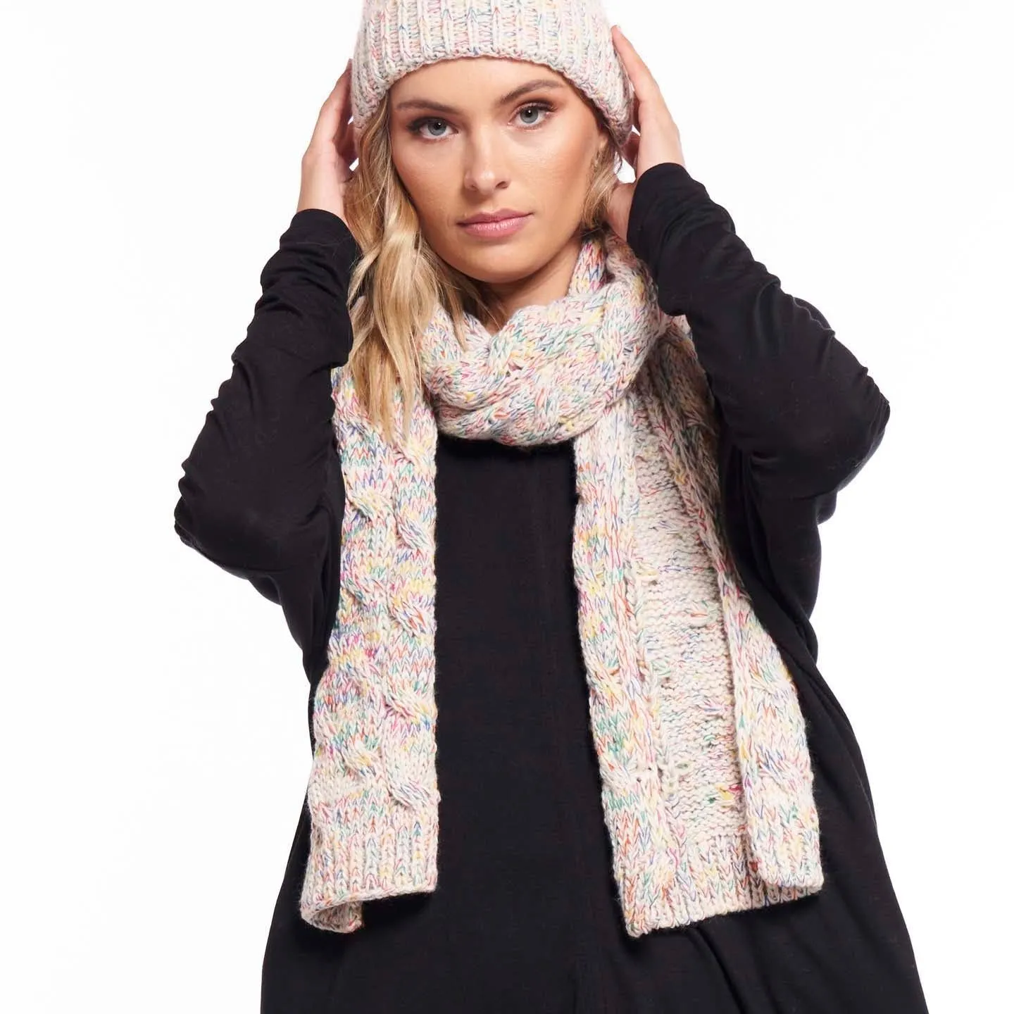 Betty Basics Thelma Knit Scarf in Rainbow Speckle