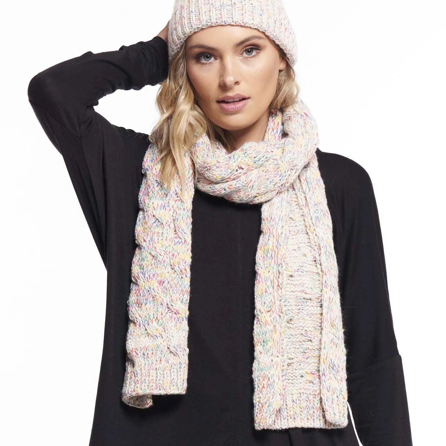 Betty Basics Thelma Knit Scarf in Rainbow Speckle