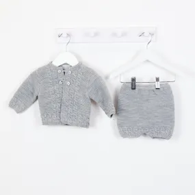 Boys Grey Knitted Jacket & Shorts