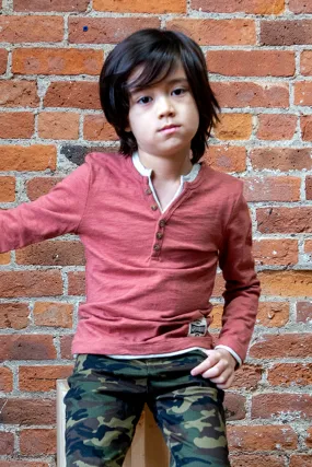 Boys Shirt Appaman Camden - Clay (Size 10 left)