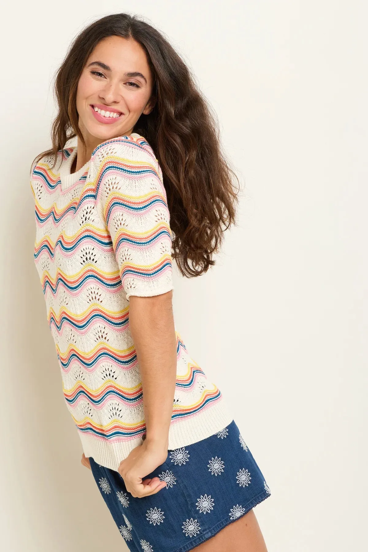 Brakeburn Rainbow Wave Knitted Tee Multi