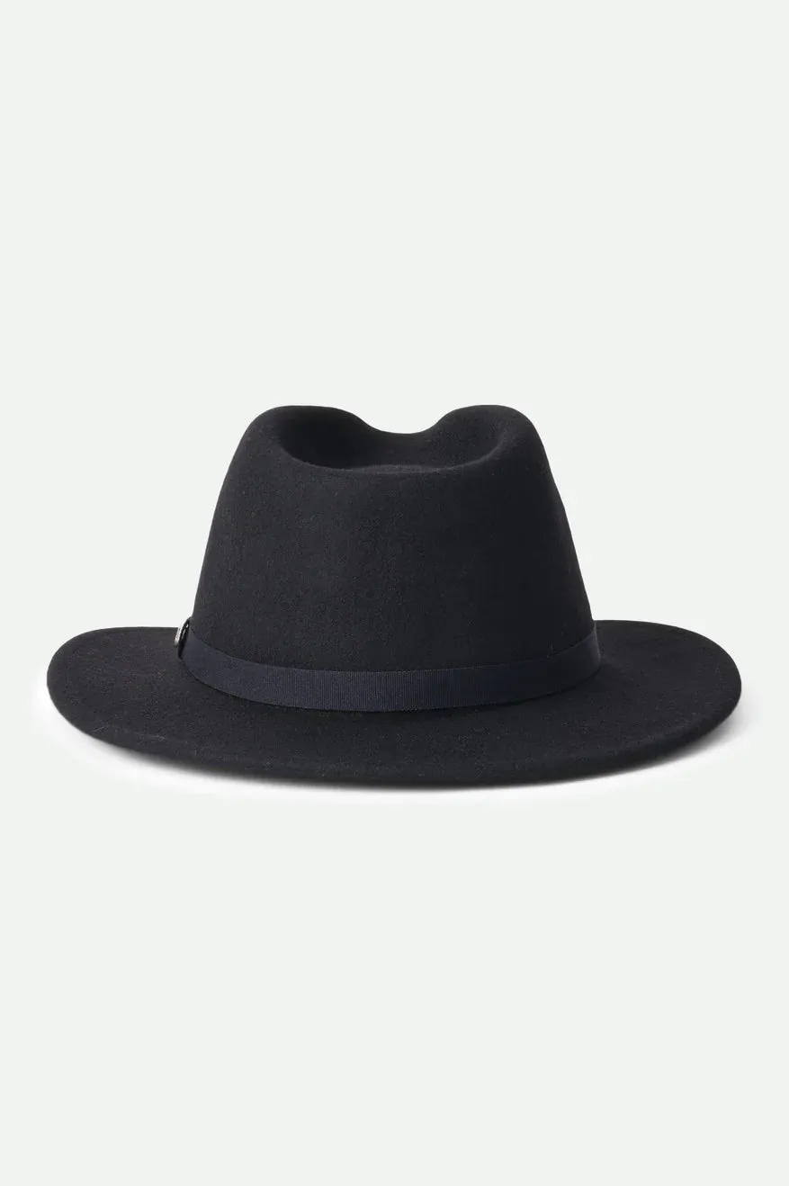 BRIXTON Messer packable fedora - Black