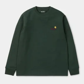Carhartt WIP LS American Script T-Shirt - Dark Teal