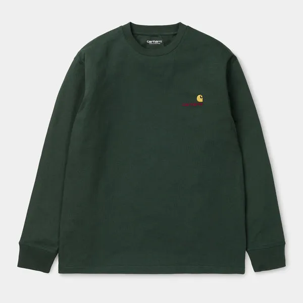 Carhartt WIP LS American Script T-Shirt - Dark Teal