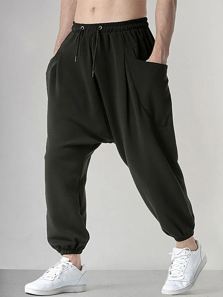 Casual Solid Sports Drop Crotch Pants