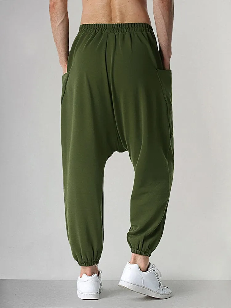 Casual Solid Sports Drop Crotch Pants
