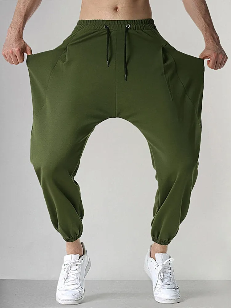 Casual Solid Sports Drop Crotch Pants
