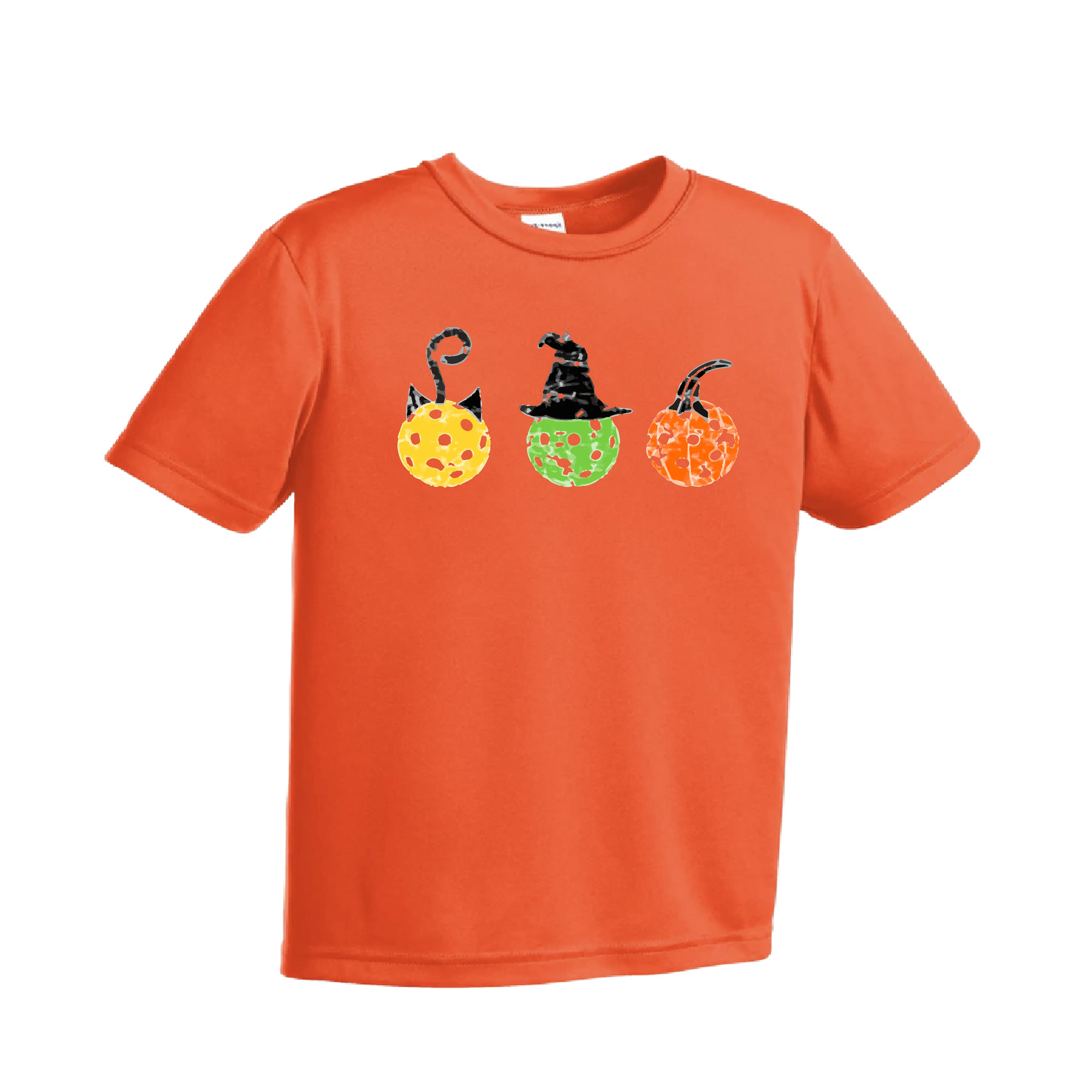 Cat Witch Pumpkin | Youth Short Sleeve Pickleball Shirts | 100% Polyester