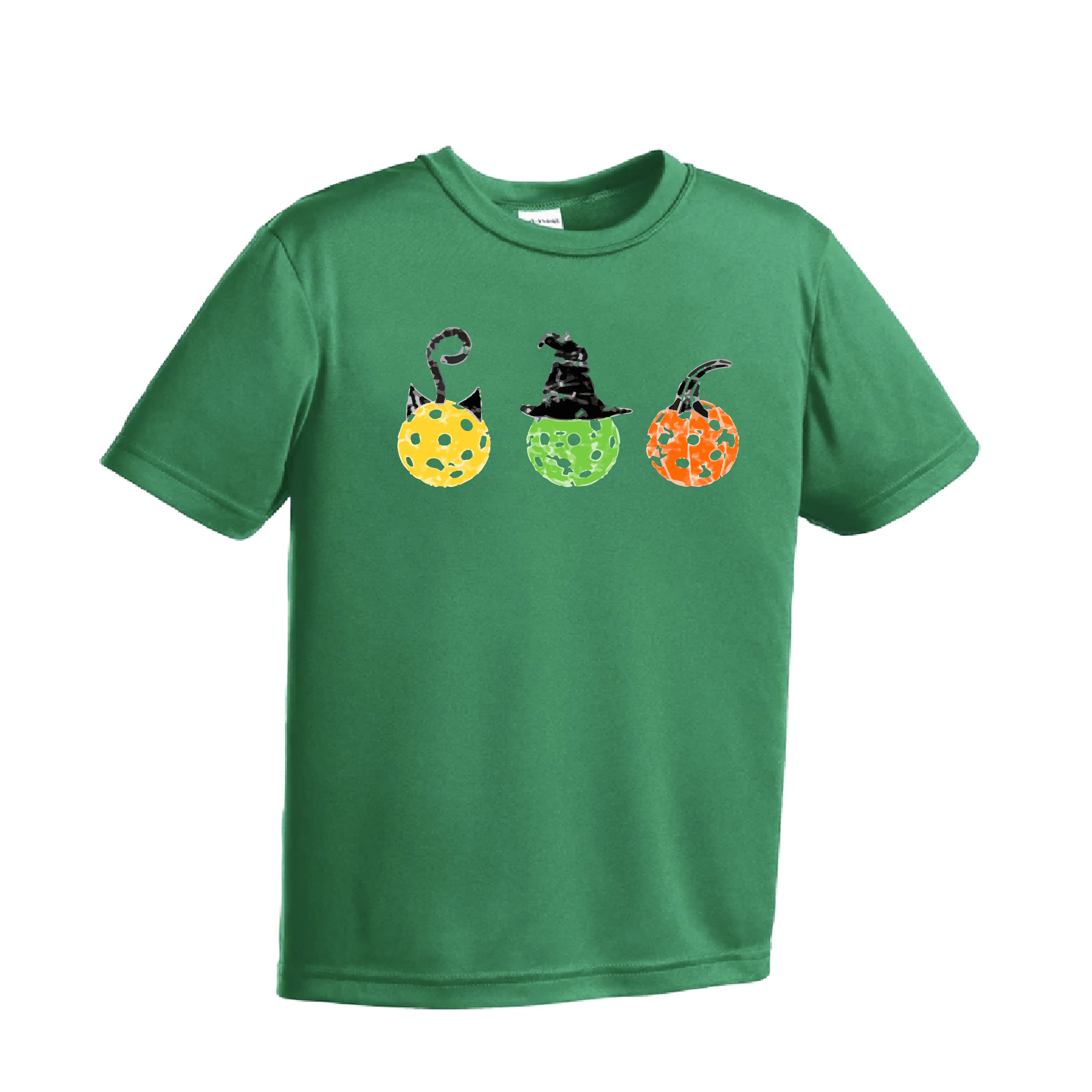 Cat Witch Pumpkin | Youth Short Sleeve Pickleball Shirts | 100% Polyester