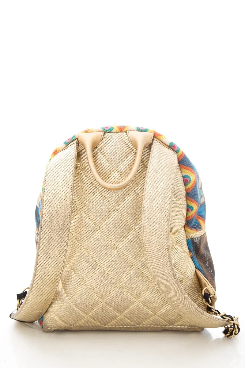 Chanel 2019 Gold Graffiti Paris-New York Street Spirit Backpack