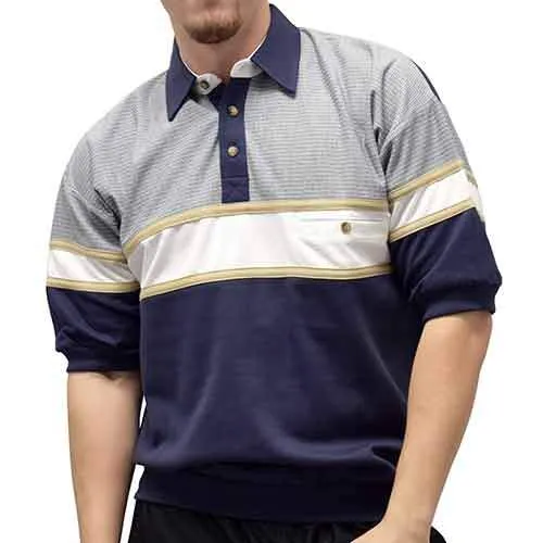 Classics By Palmland S/S Horizontal Pieced Banded Bottom BL20-6090BT-628 Navy