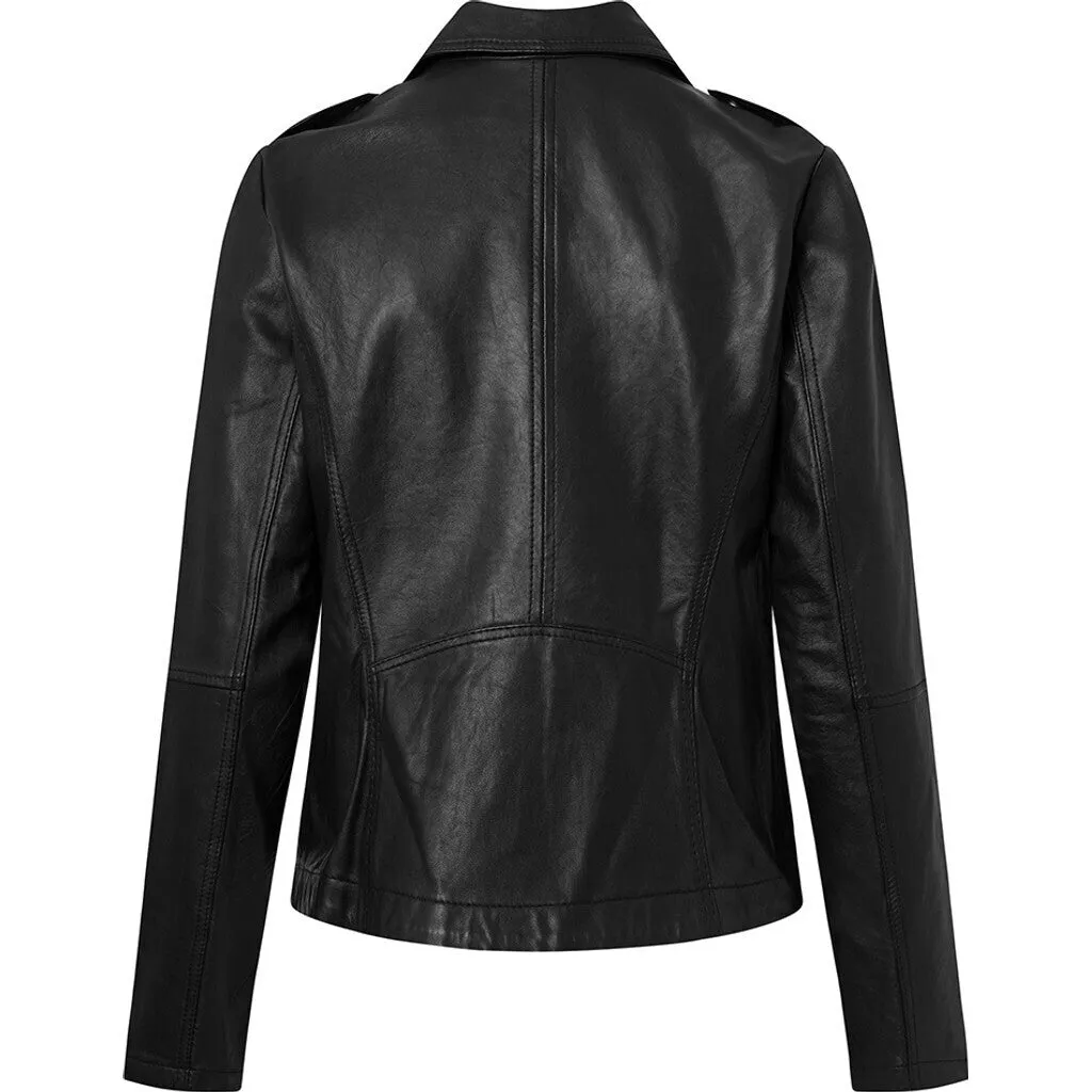 Cool Noora biker leather jacket / 50964 - Black (Nero)