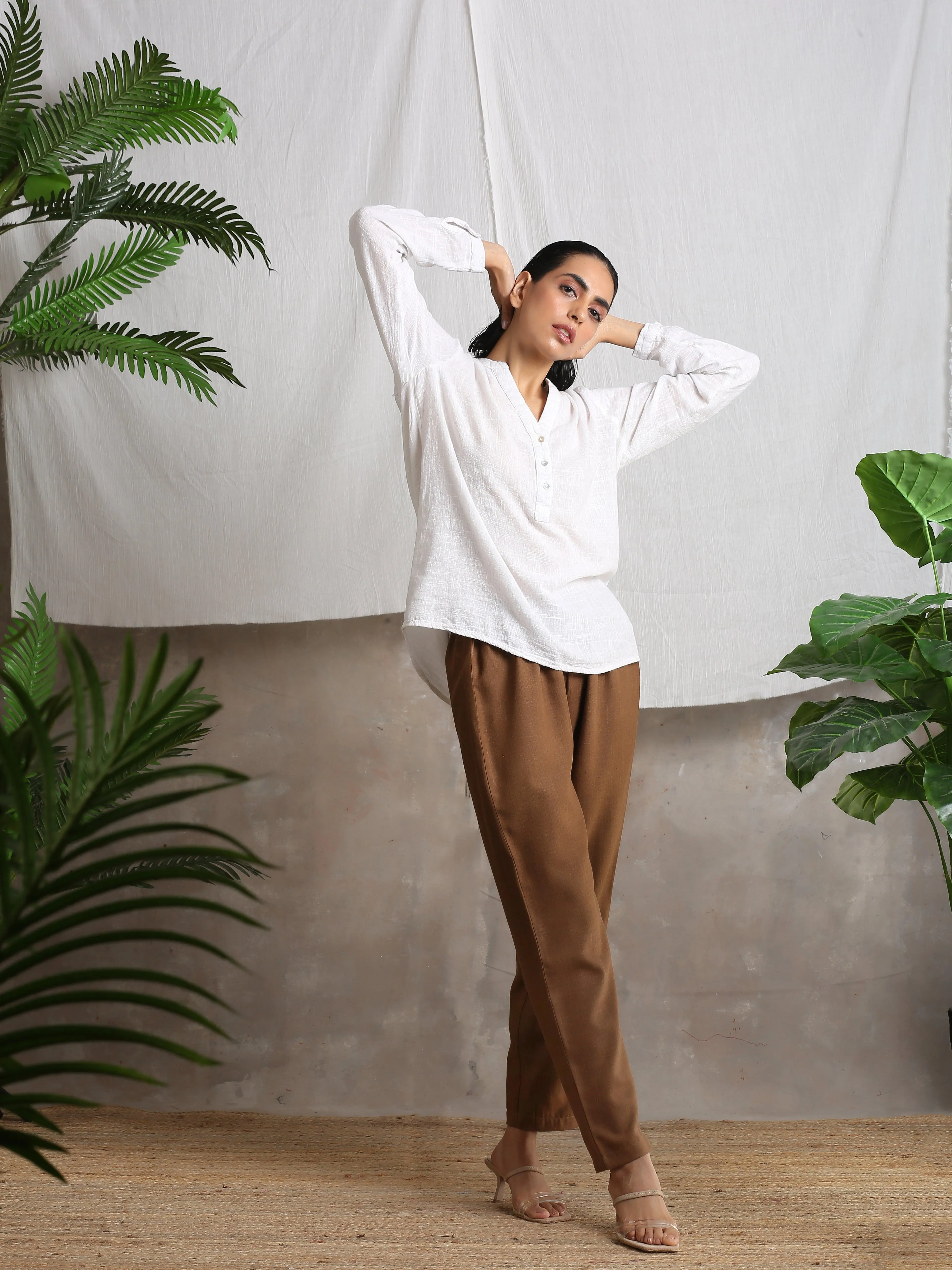 Cotton Linen Brown Pant