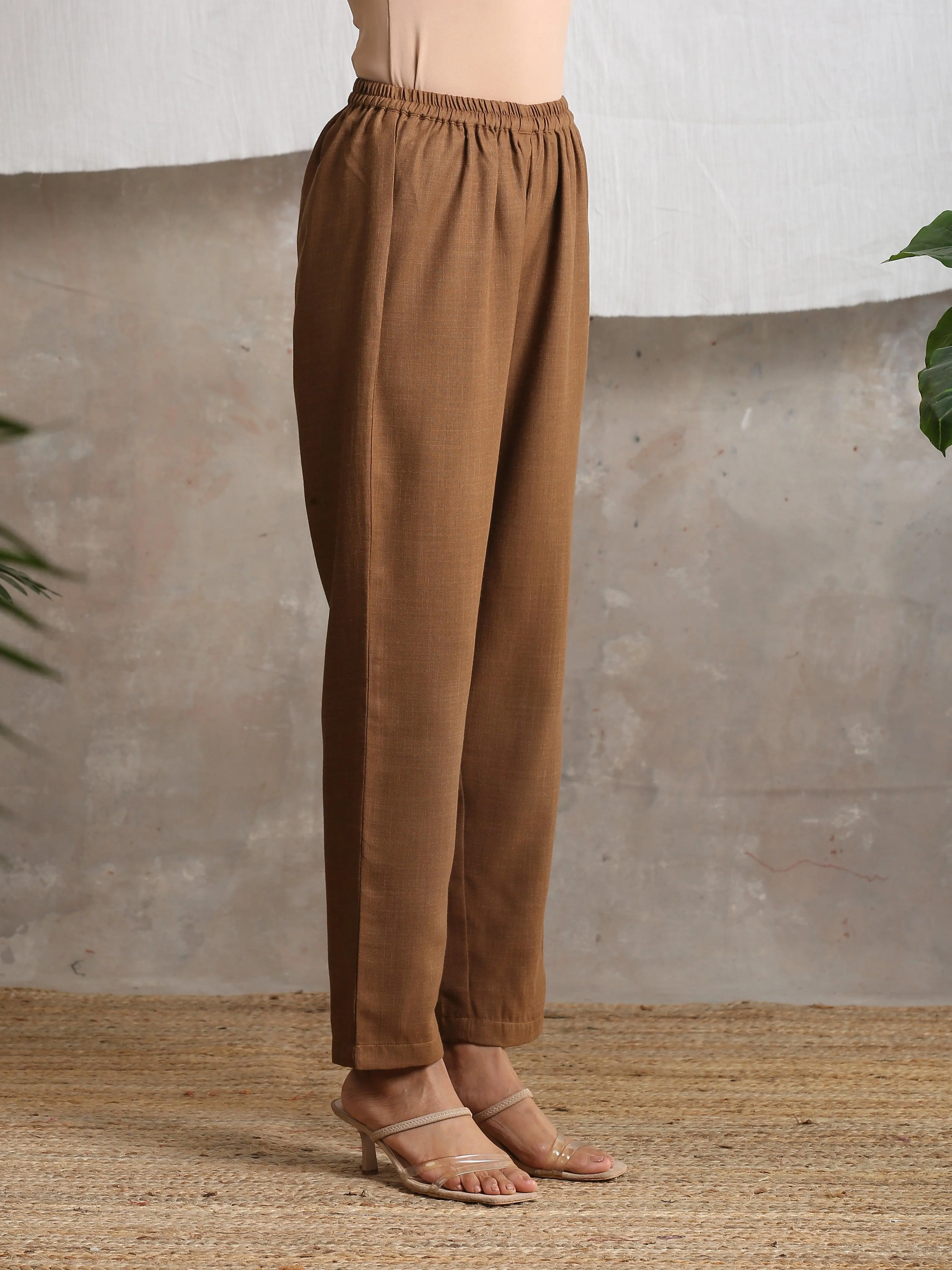 Cotton Linen Brown Pant