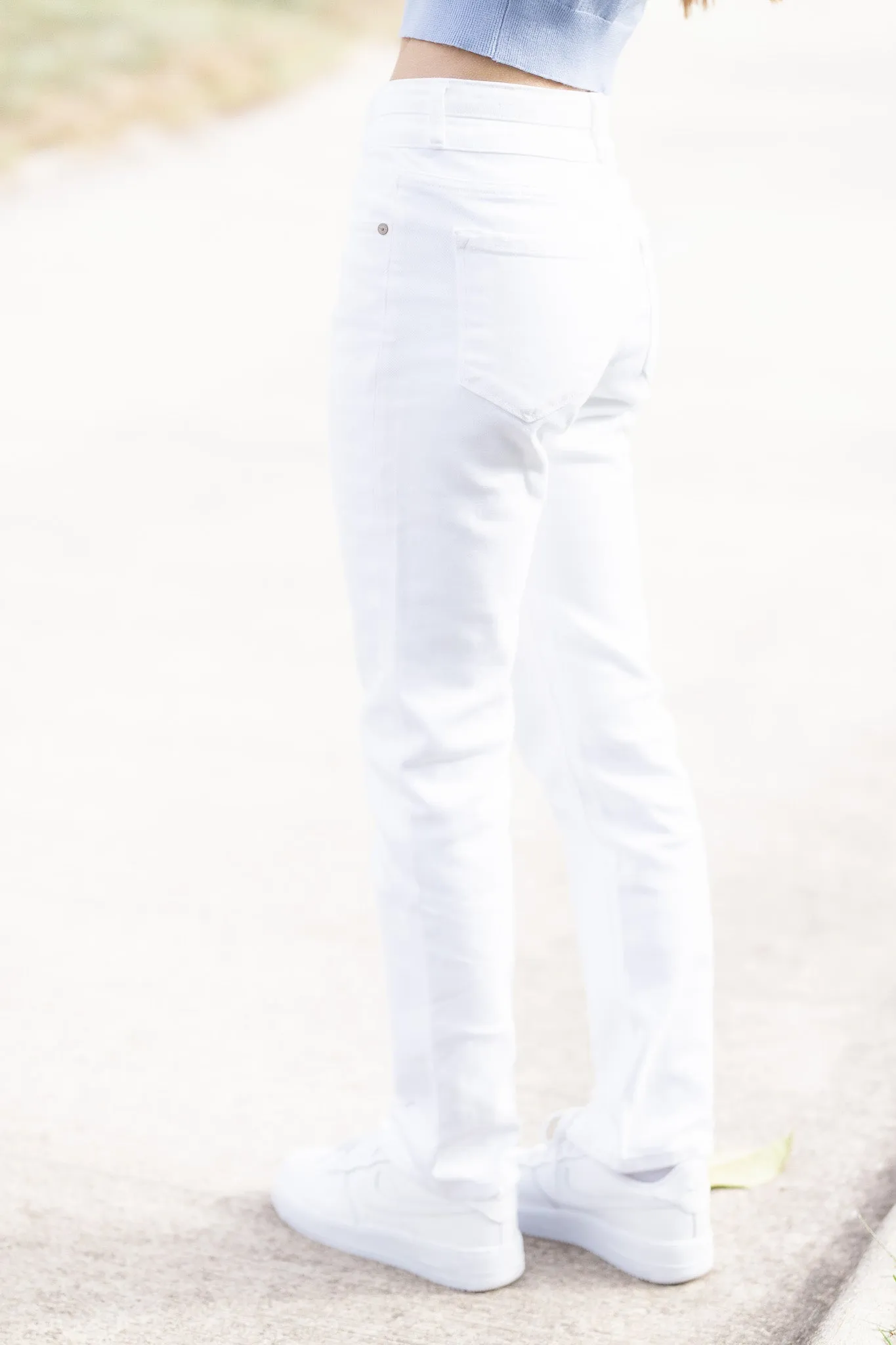 Daya High Rise Slim Straight Jeans White