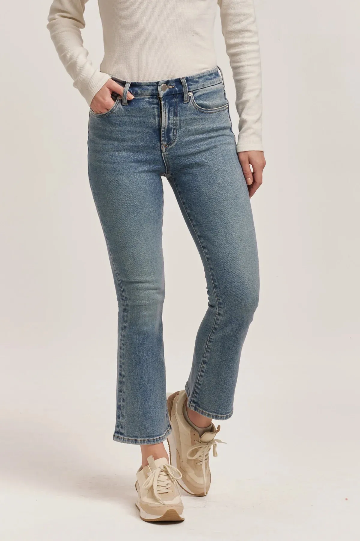Dear John Jeanne High Rise Cropped Flare Jeans Antique Wash
