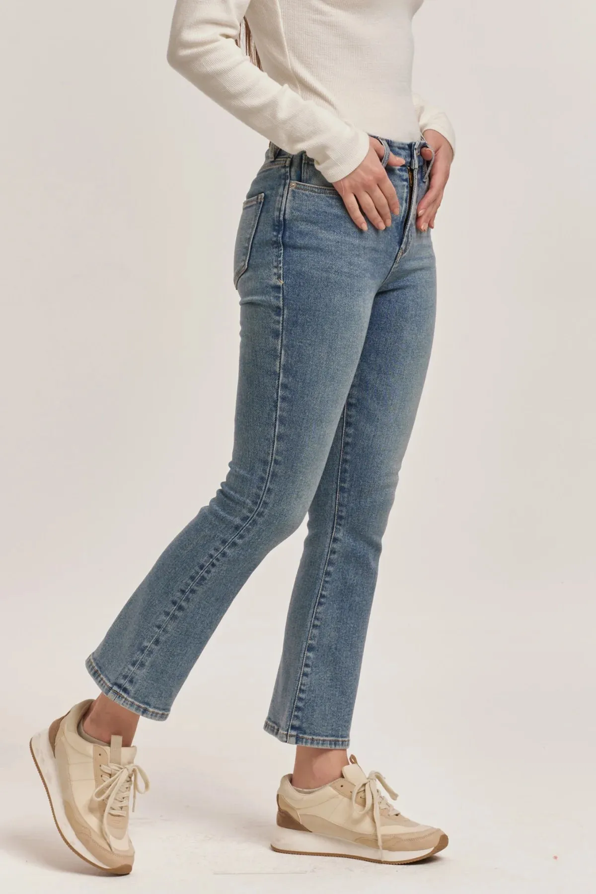 Dear John Jeanne High Rise Cropped Flare Jeans Antique Wash