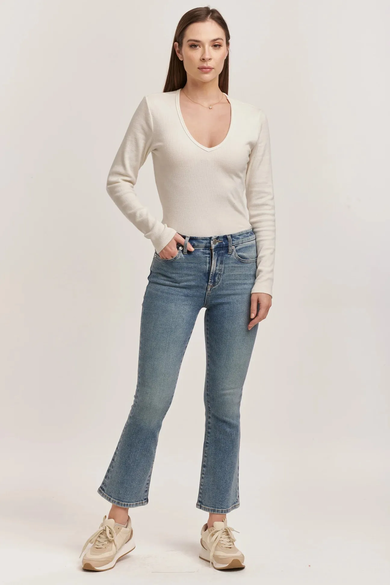 Dear John Jeanne High Rise Cropped Flare Jeans Antique Wash
