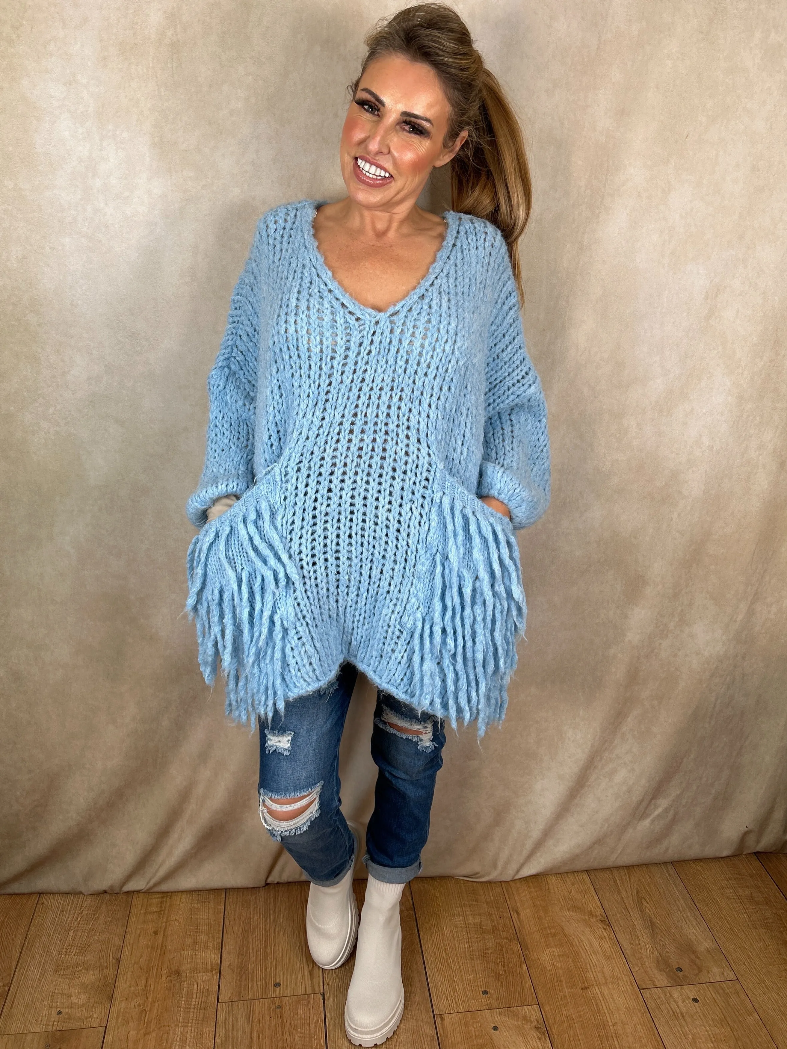 Della Chunky Knit Tassel Pocket Jumper