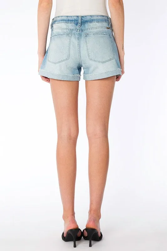 Eve Mid Rise Distressed Shorts - KanCan