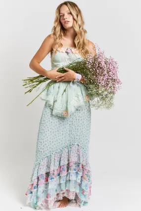 Mint Cabbage Ditsy Print Fontaine Drawstring Skirt