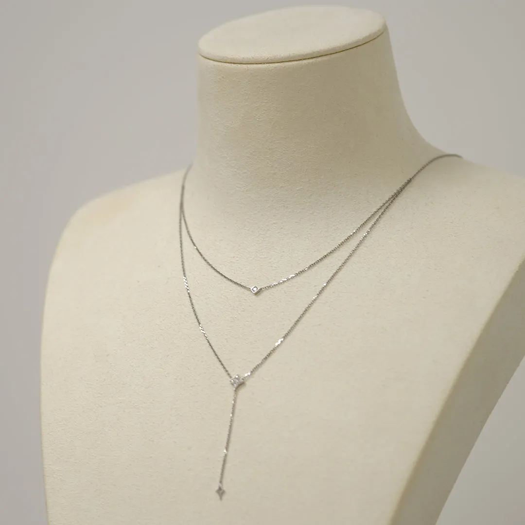 Galaxy - 18K White Gold Diamond Stacking Necklace