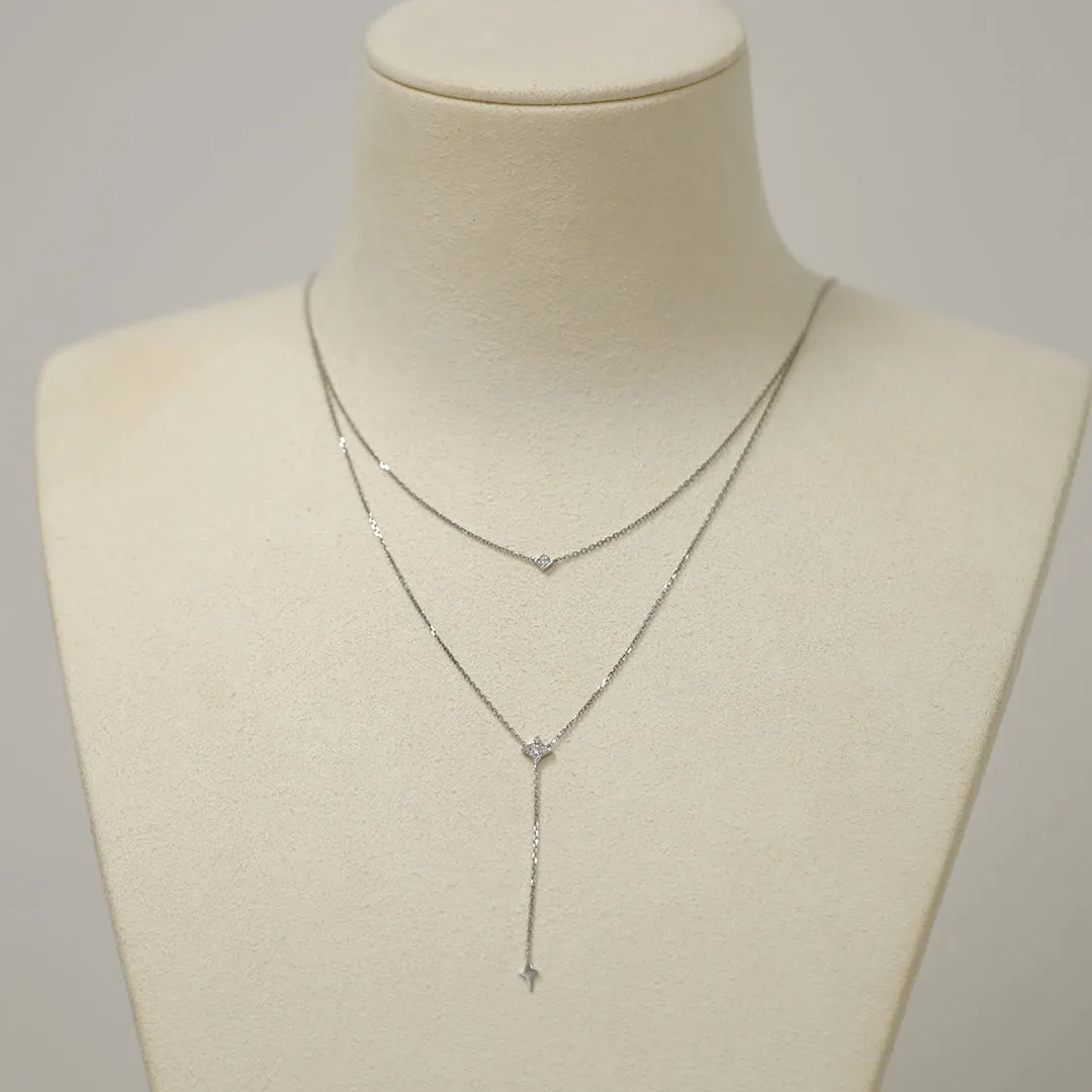 Galaxy - 18K White Gold Diamond Stacking Necklace