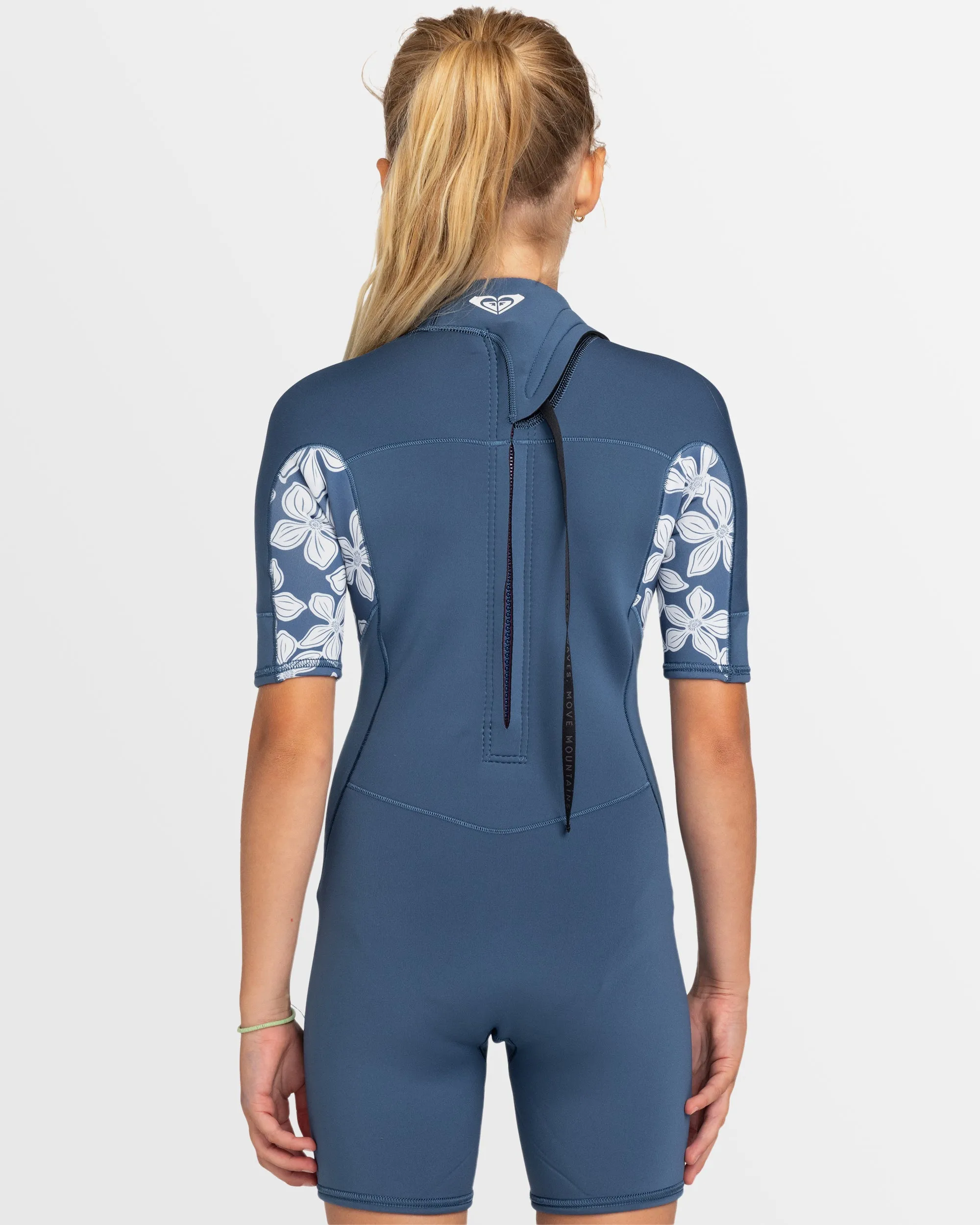 Girls 8-16 2Mm Swell Series Short Sleeve Back Zip Springsuit
