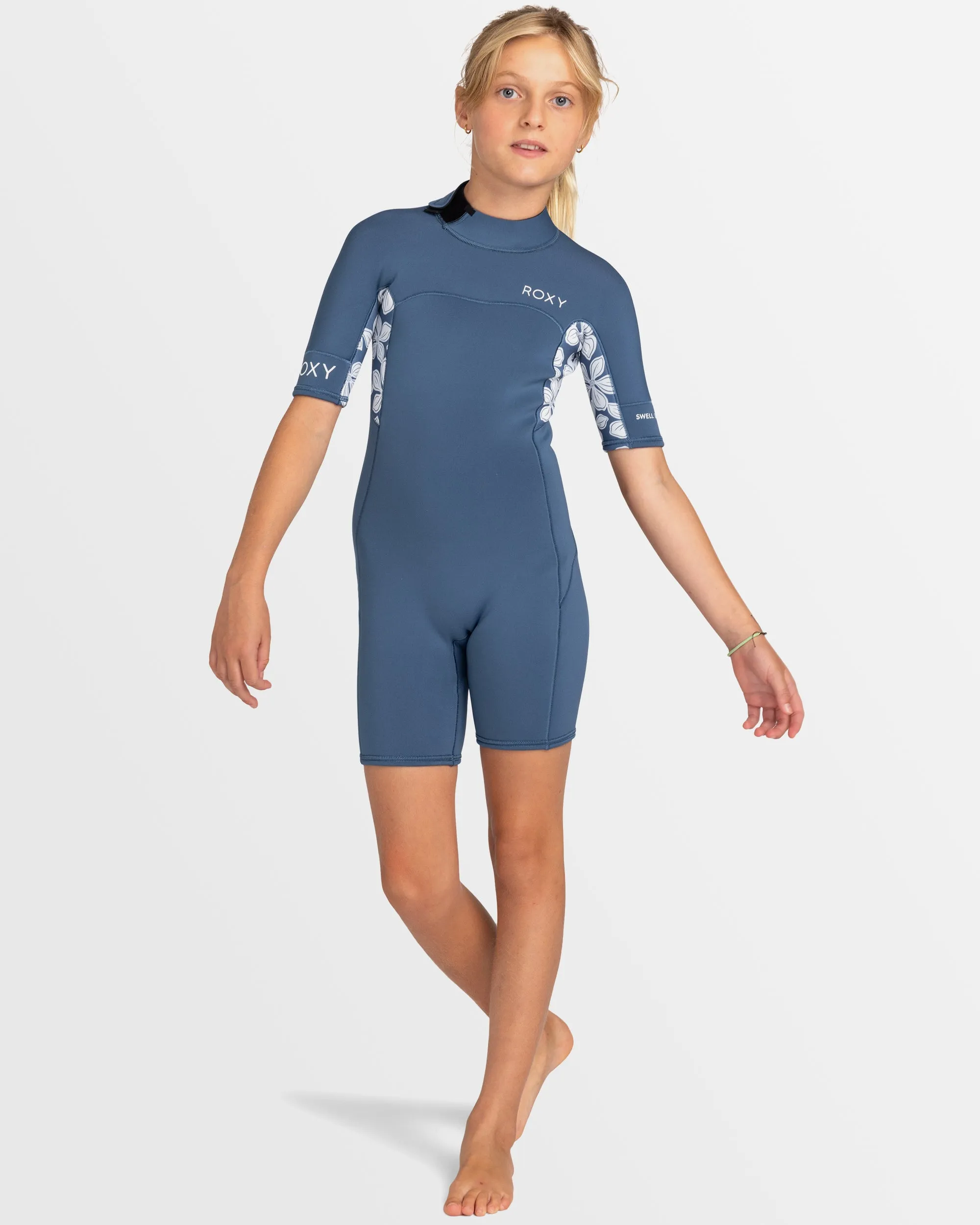 Girls 8-16 2Mm Swell Series Short Sleeve Back Zip Springsuit